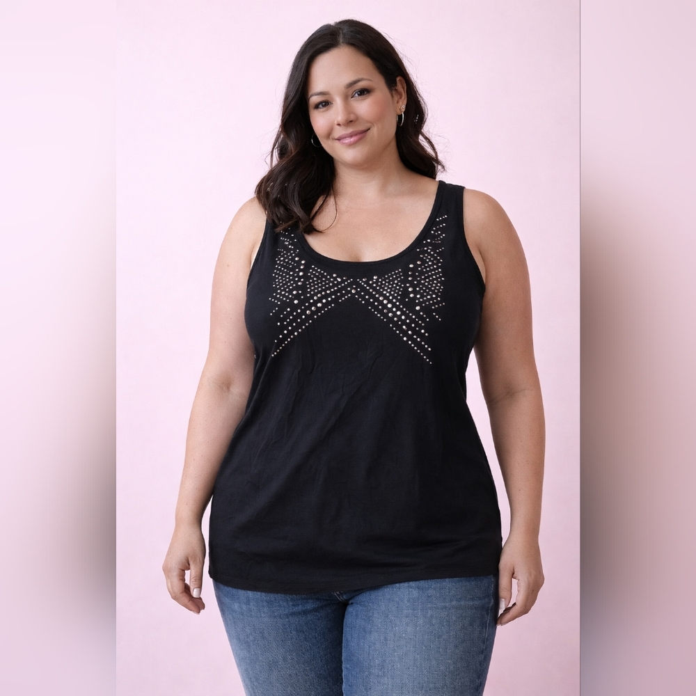 Soho Lady Black Studded Tank Top